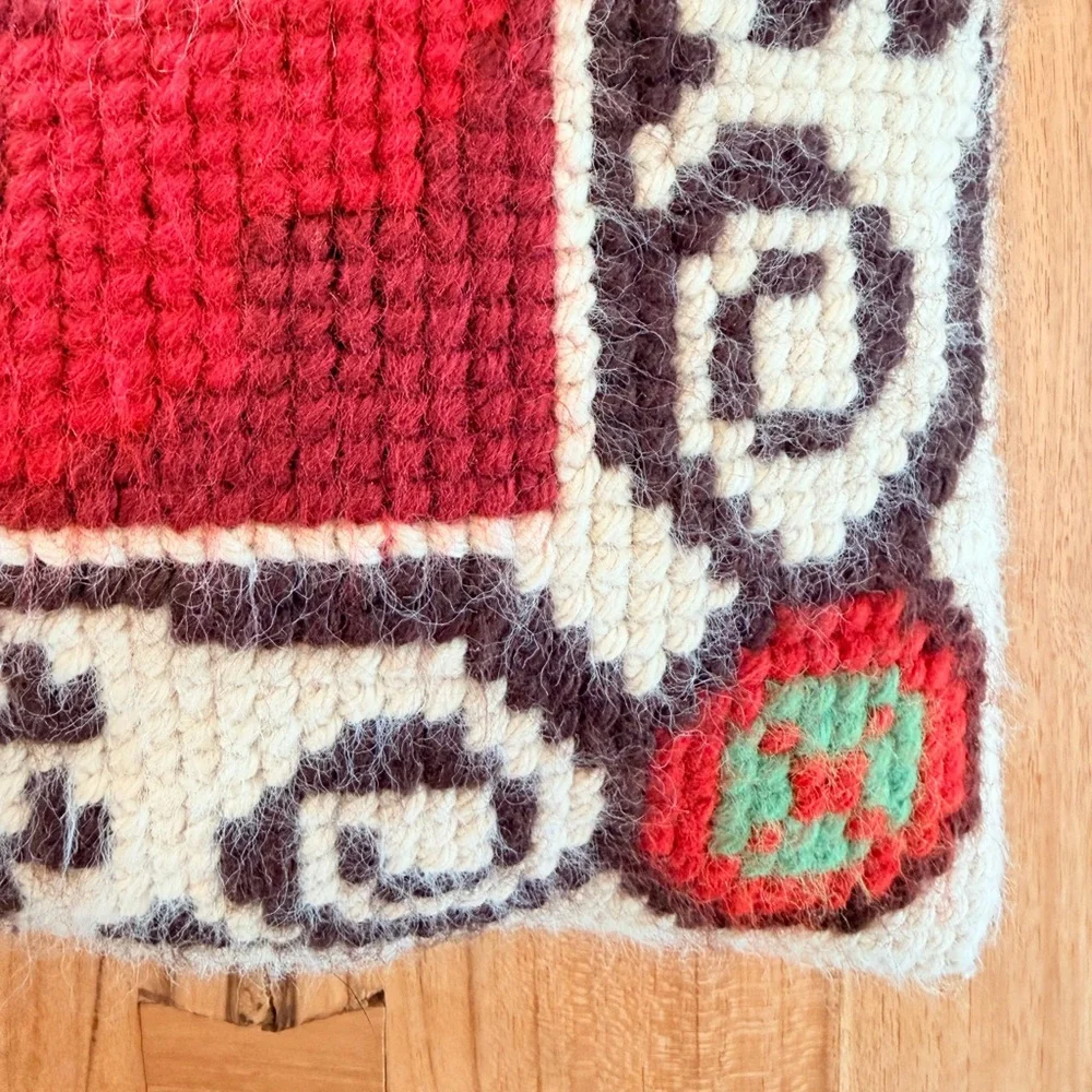 Vintage Hand Embroidered Needlepoint Pillow 15